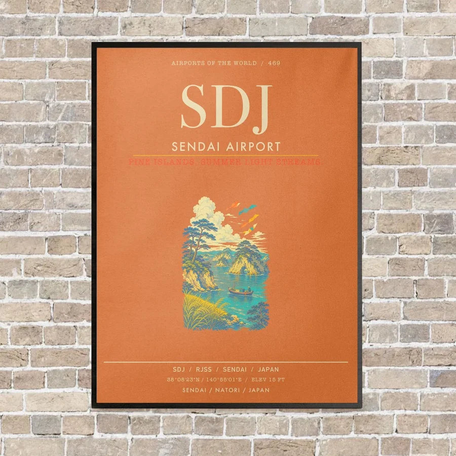 Sendai Airport SDJ - Canvas Framed - Orange