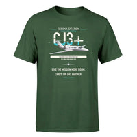 Thumbnail for Cessna Citation CJ3+ design on dark green double-side t-shirt, single-side print