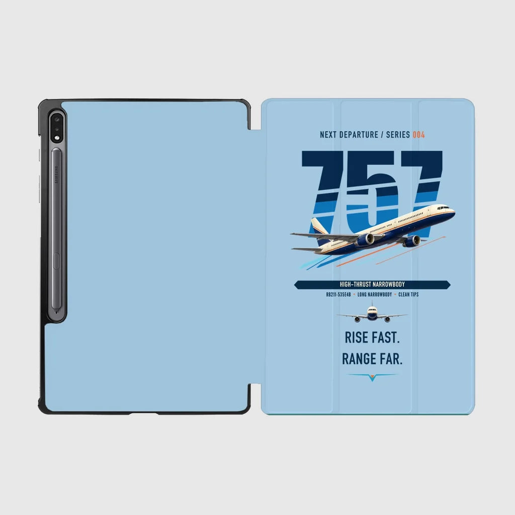 Boeing 757-200 design on light blue samsung tablet tablet case