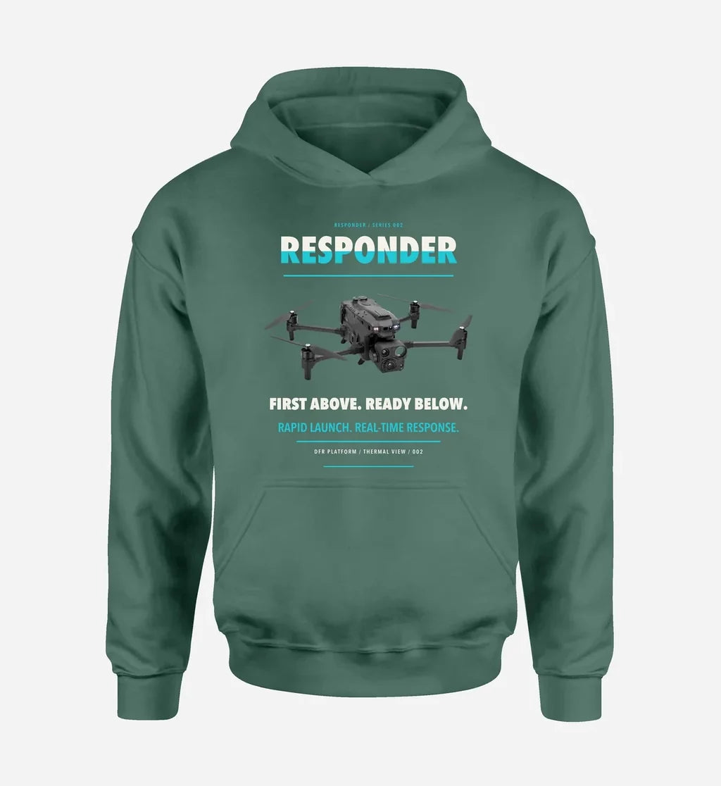 BRINC Responder design on green hoodie single side