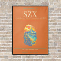 Thumbnail for Shenzhen Bao'an International Airport SZX - Canvas Framed - Orange