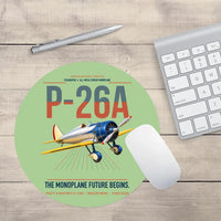 Thumbnail for Boeing P-26A Peashooter design on light green round mouse pad