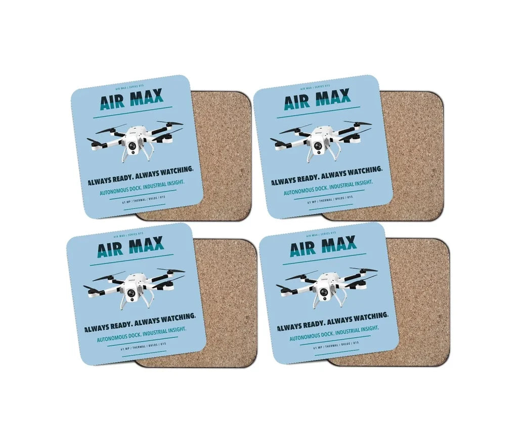 Percepto Air Max design on light blue 4 pieces set coaster