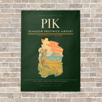 Thumbnail for Glasgow Prestwick Airport PIK vertical canvas print - no frame - dark green background