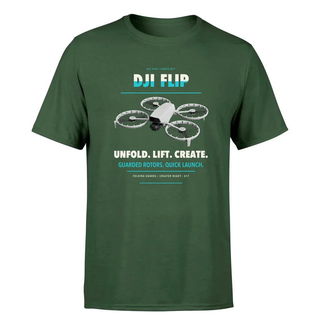 DJI Flip design on dark green single side