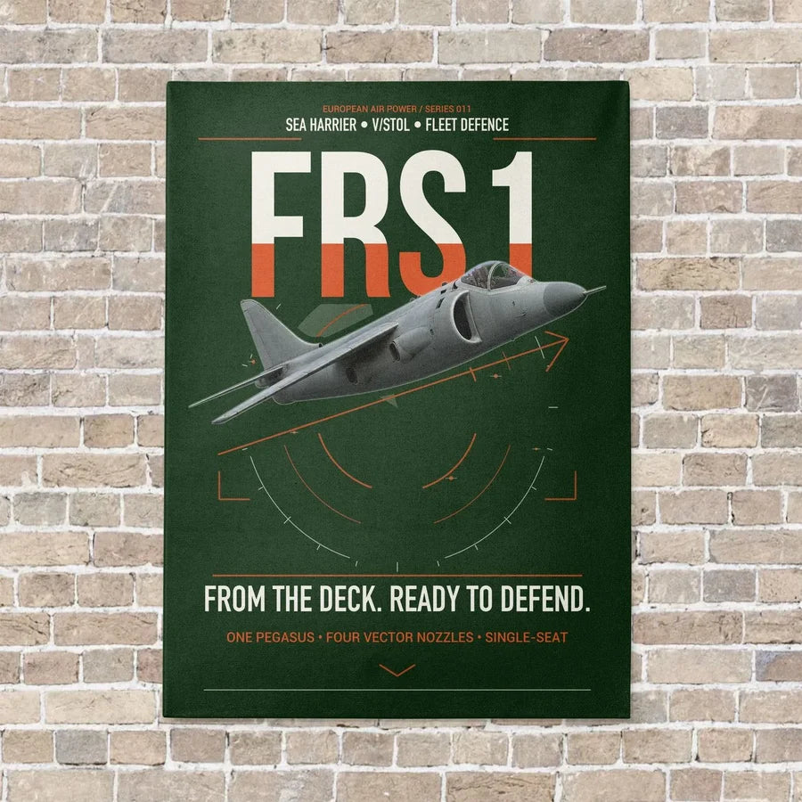 British Aerospace Sea Harrier FRS.1 vertical canvas print - no frame - dark green background