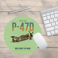 Thumbnail for P-47D Thunderbolt Razorback design on light green round mouse pad