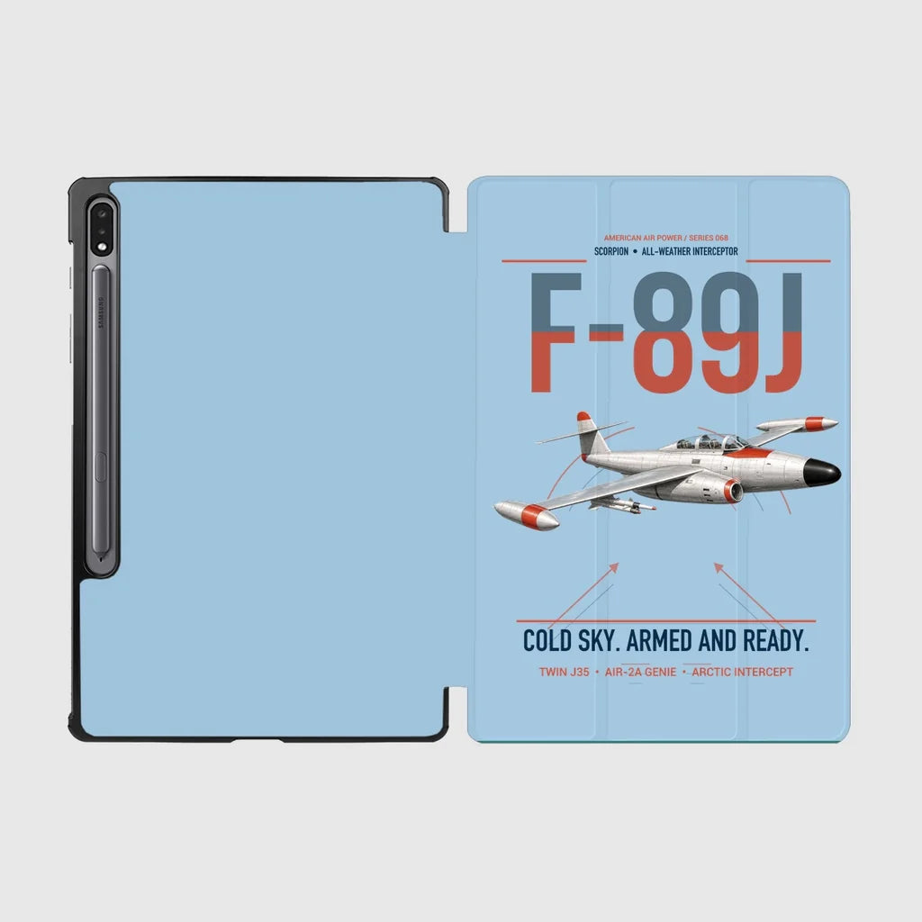 F-89J Scorpion design on light blue samsung tablet tablet case