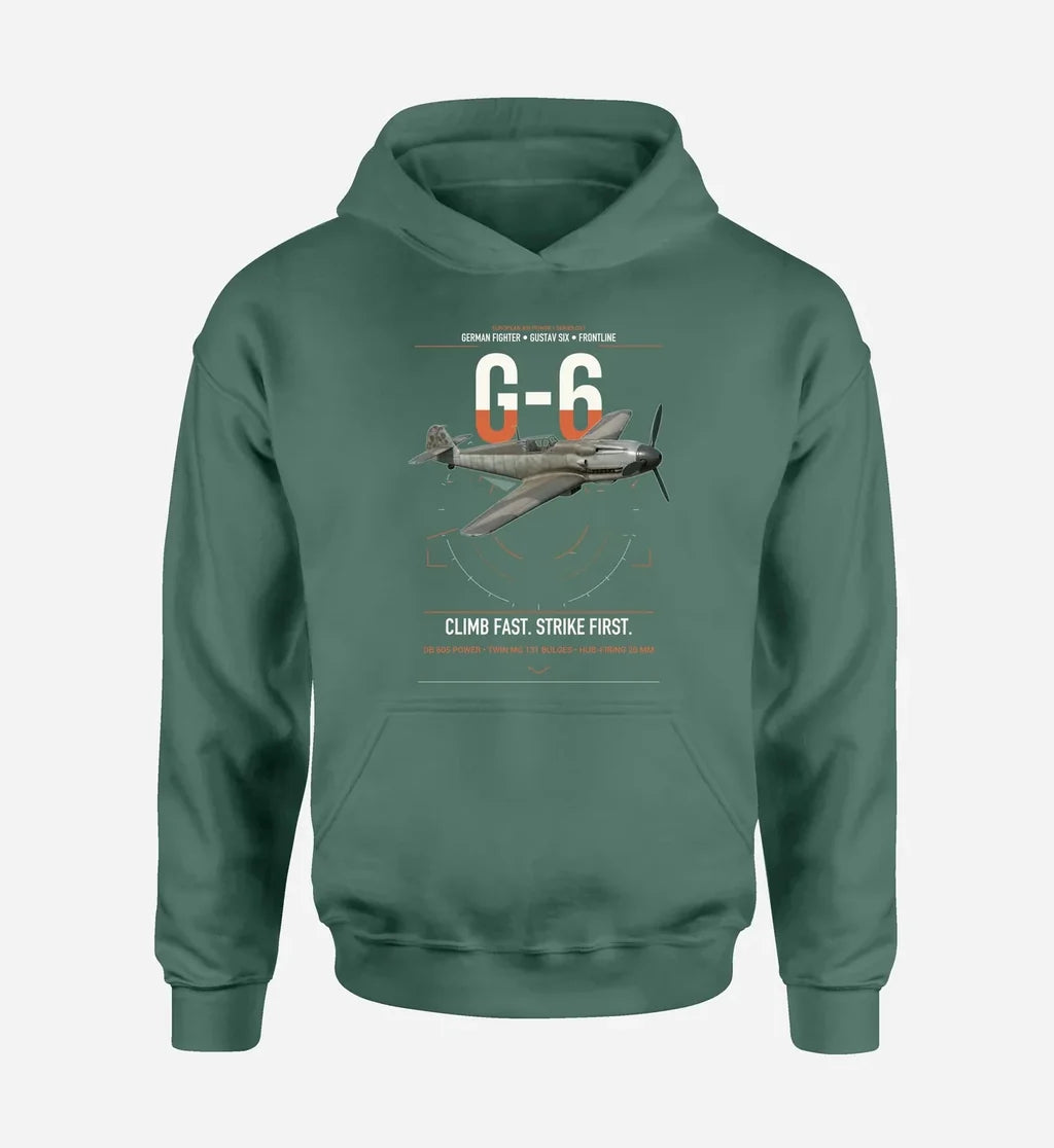 Messerschmitt Bf 109G-6 design on green double-side hoodie, single-side print