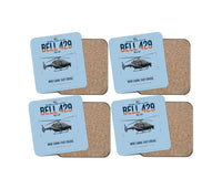 Thumbnail for Bell 429 design on light blue 4 pieces set coaster