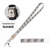 Thumbnail for Boeing 757 & Rolls Royce Engine (RB211) seat belt lanyard - light gray with name