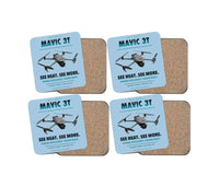 Thumbnail for DJI Mavic 3 Thermal design on light blue 4 pieces set coaster