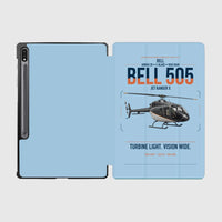 Thumbnail for Bell 505 Jet Ranger X design on light blue samsung tablet tablet case