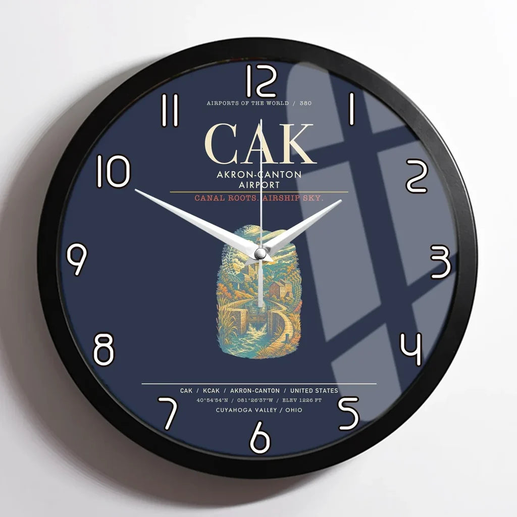 Akron-Canton Airport CAK Wall-Clock Framed - Navy Blue