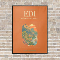 Thumbnail for Edinburgh Airport EDI - Canvas Framed - Orange