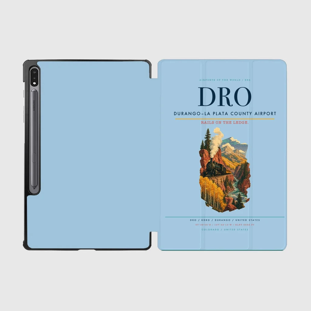 Durango–La Plata County Airport (DRO) design on light blue samsung tablet tablet case