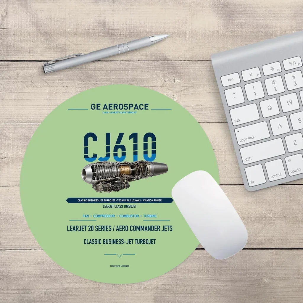 CJ610 design on light green round mouse pad
