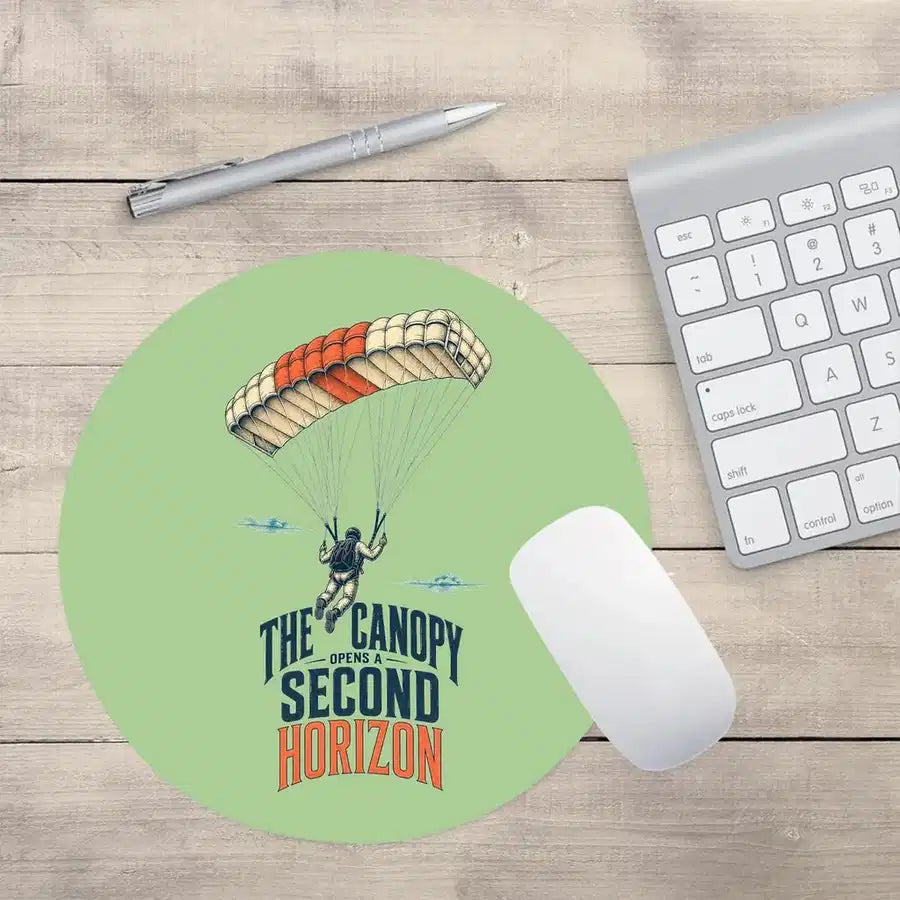 The Canopy Opens A Second Horizon design on light green round mouse pad