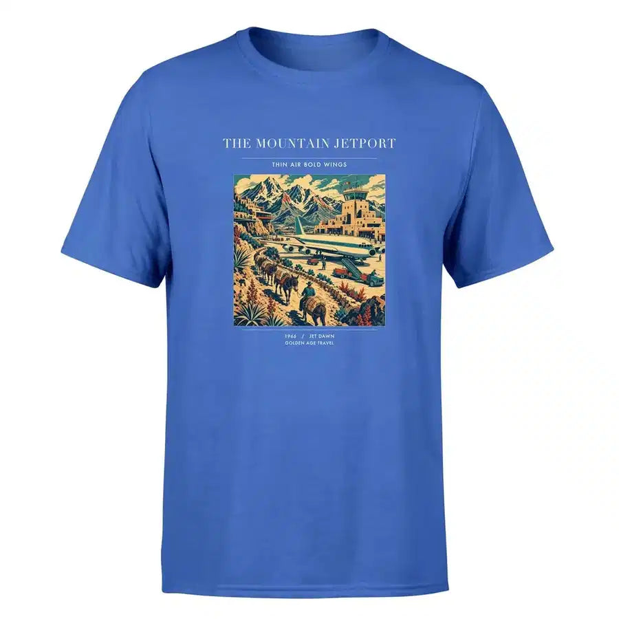 VINTAGE G4123 - The Mountain Jetport - Premium T-Shirt design on blue premium t shirt