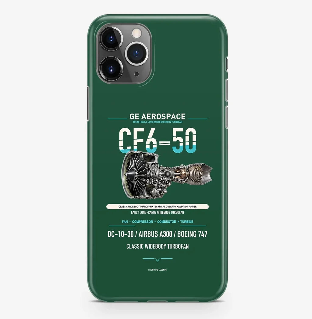 CF6-50 Case ProMax design on dark green iphone case promax