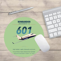 Thumbnail for Bombardier Challenger 601 design on light green round mouse pad