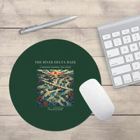 Thumbnail for VINTAGE G4274 - The River Delta Maze - Designed Mouse Pads design on darkgreen round