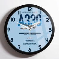 Thumbnail for Airbus A330-300 design on light blue framed wall clock