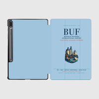 Thumbnail for Buffalo Niagara International Airport (BUF) design on light blue samsung tablet tablet case