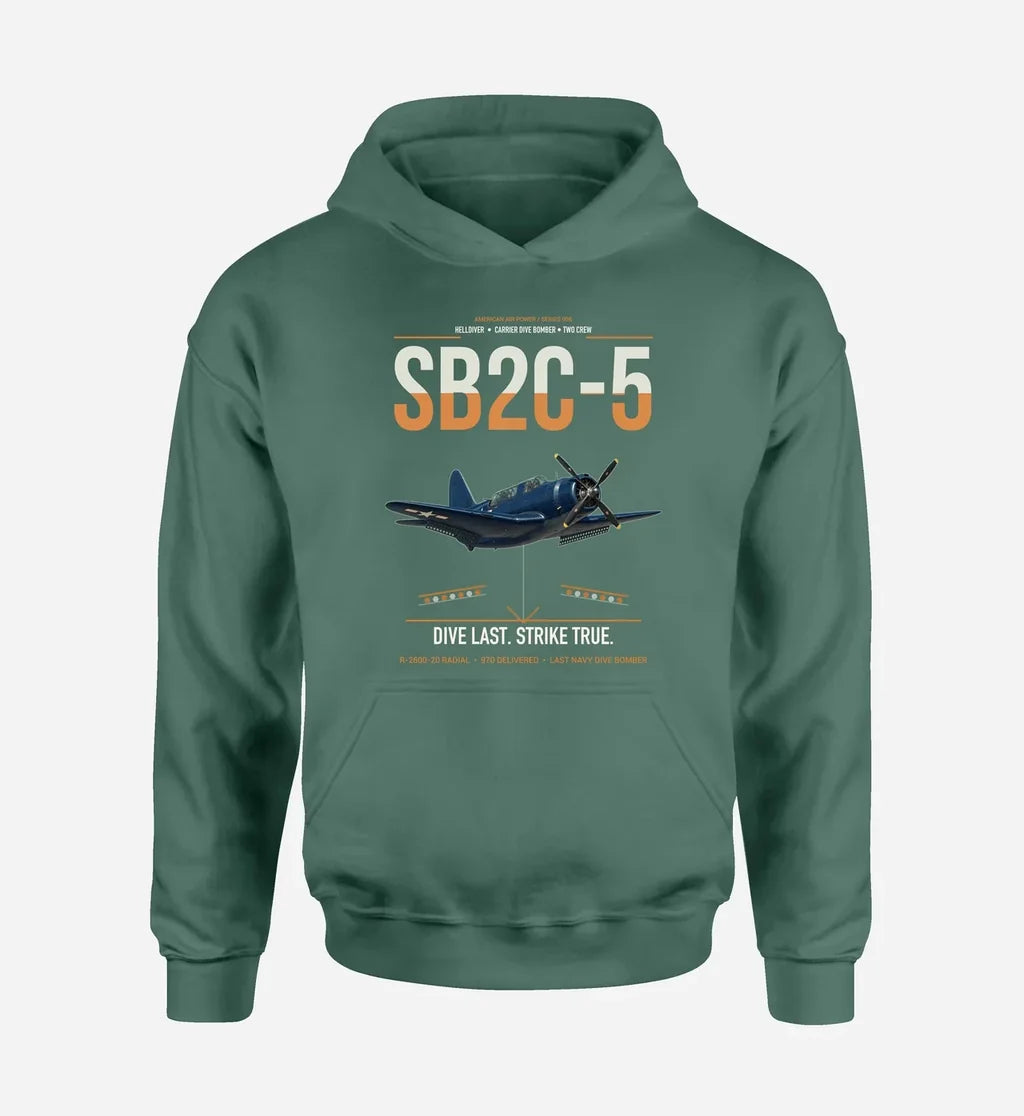 SB2C-5 Helldiver design on green double-side hoodie, single-side print