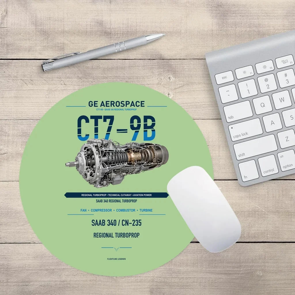 CT7-9B design on light green round mouse pad