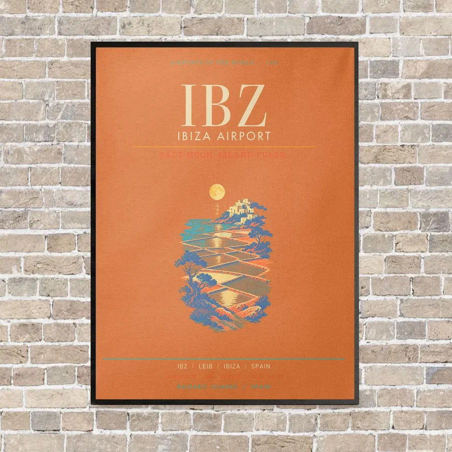 Ibiza Airport IBZ - Canvas Framed - Orange