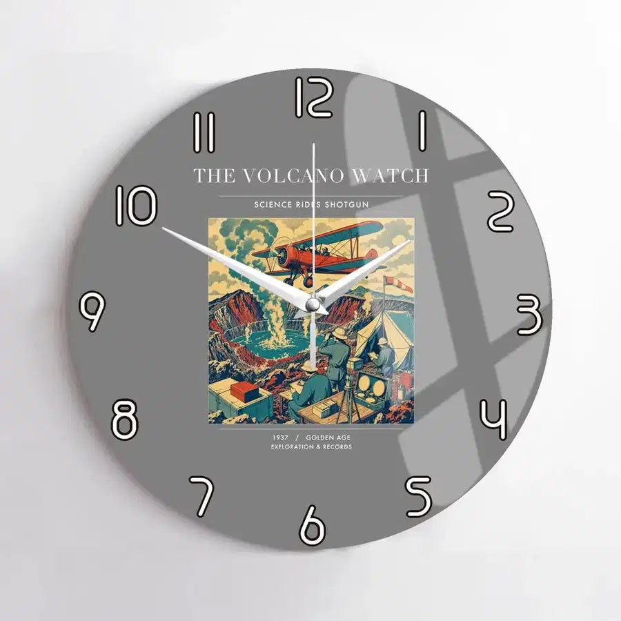 VINTAGE G4042 - The Volcano Watch - Designed Wall Clocks design on gray no-frame
