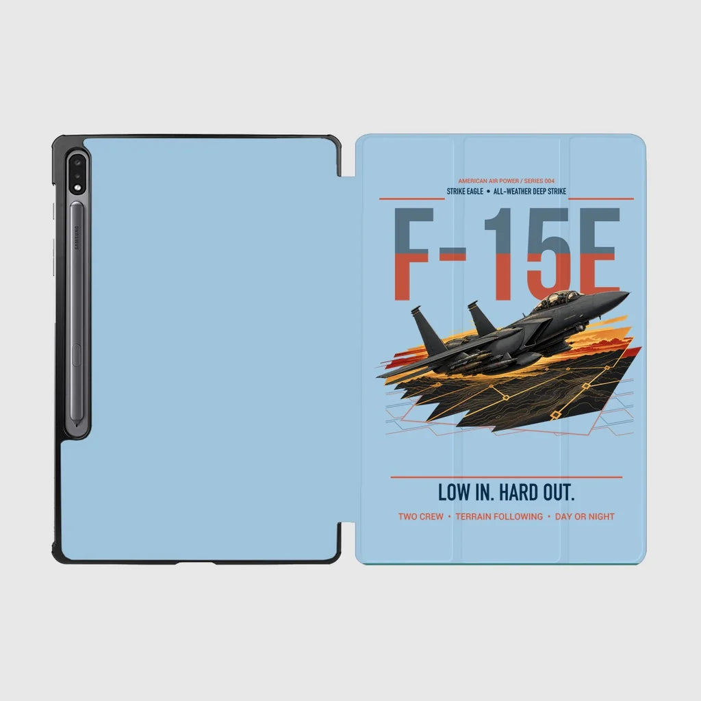 F-15E Strike Eagle design on light blue samsung tablet tablet case