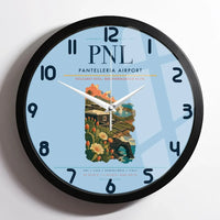 Thumbnail for Pantelleria Airport (PNL) design on light blue framed wall clock