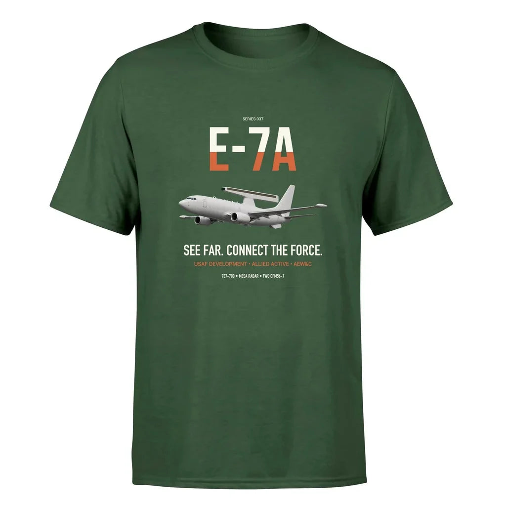 E-7A Wedgetail design on dark green double-side t-shirt, single-side print