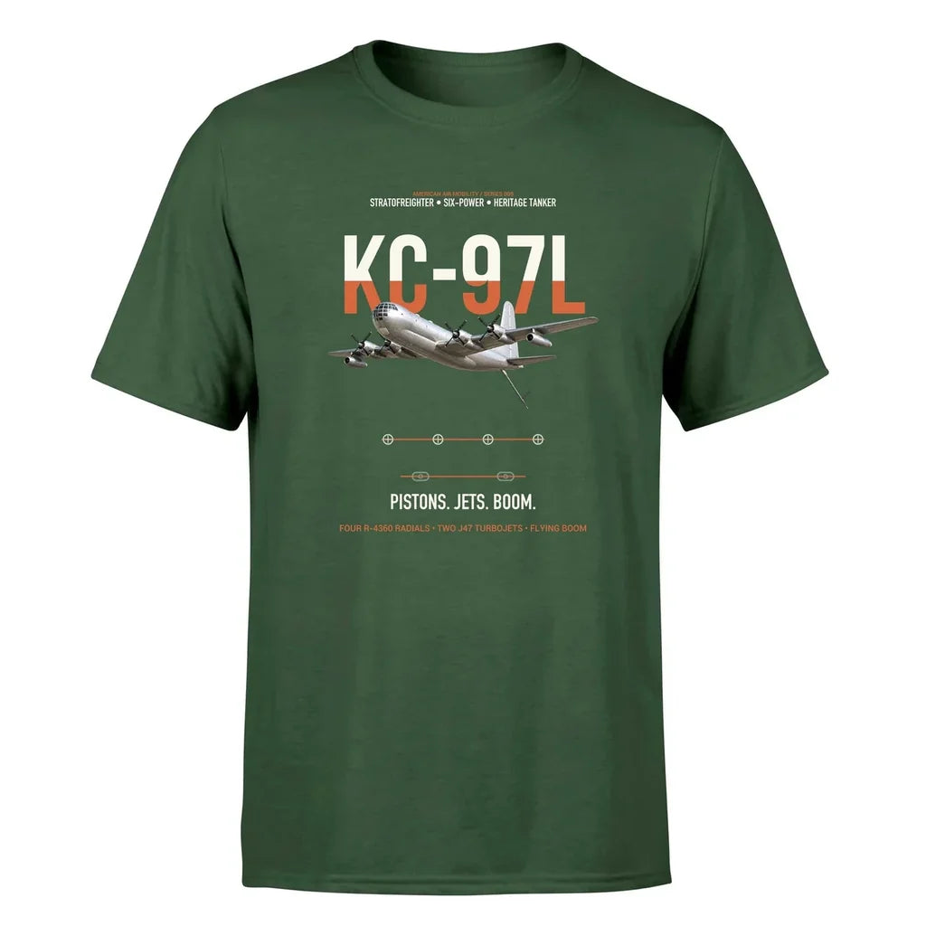 KC-97L STRATOFREIGHTER design on dark green double-side t-shirt, single-side print