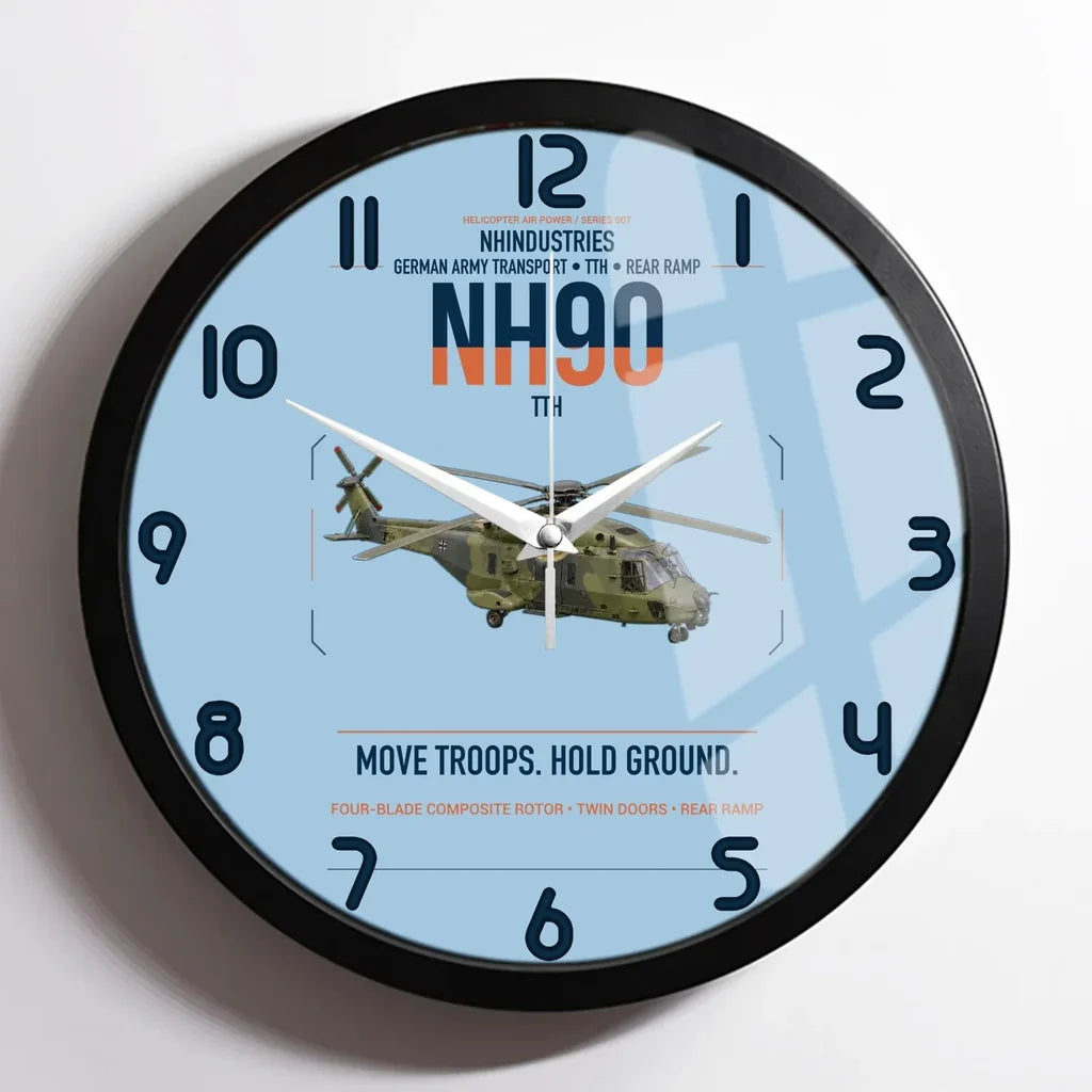 NHIndustries NH90 TTH design on light blue framed wall clock