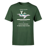 Thumbnail for Cessna Citation X+ design on dark green double-side t-shirt, single-side print