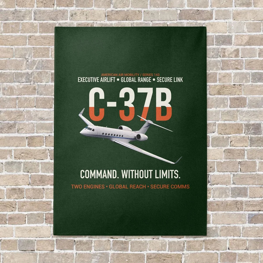 C-37B Global Command Link vertical canvas print - no frame - dark green background