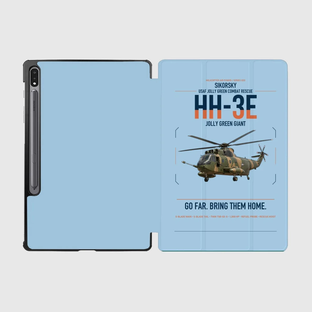 Sikorsky HH-3E Jolly Green Giant design on light blue samsung tablet tablet case
