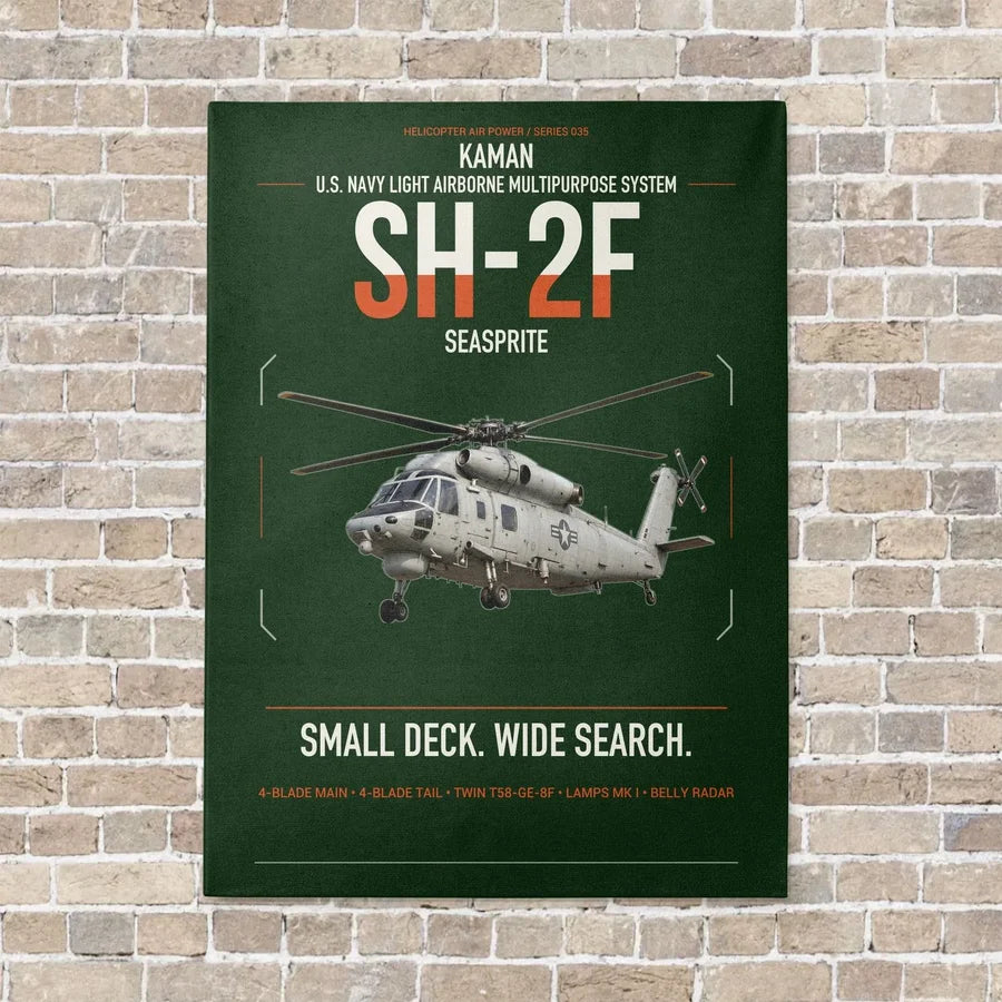 Kaman SH-2F Seasprite vertical canvas print - no frame - dark green background