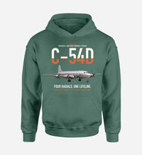 Thumbnail for C-54D Skymaster design on green double-side hoodie, single-side print