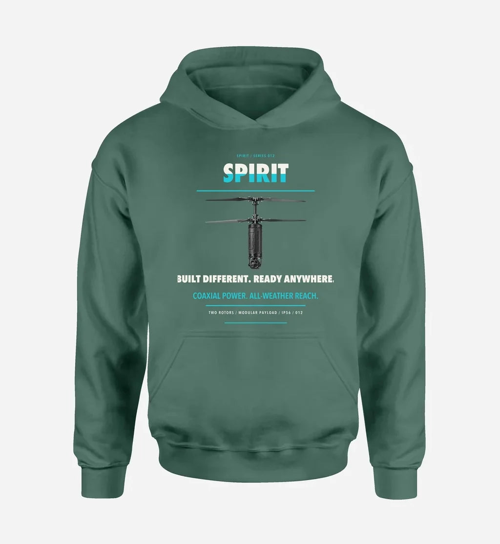 Ascent AeroSystems Spirit design on green hoodie single side