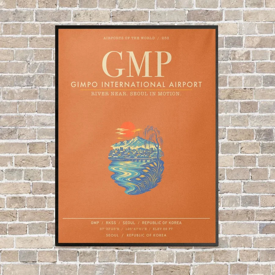 Gimpo International Airport GMP - Canvas Framed - Orange