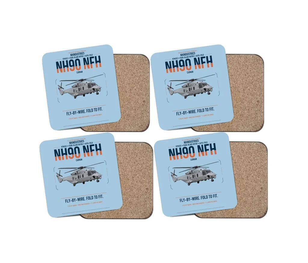 NHIndustries NH90 NFH Caïman design on light blue 4 pieces set coaster