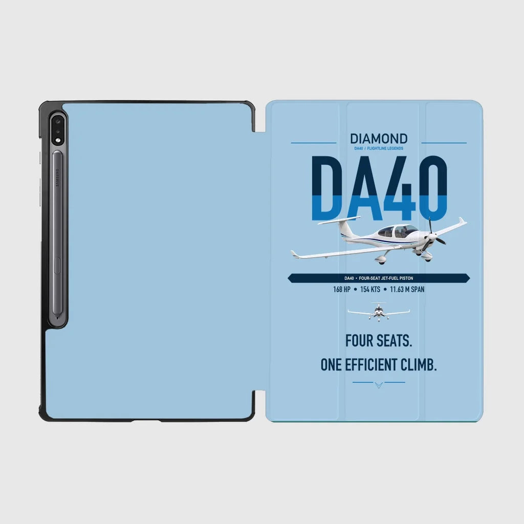 Diamond DA40 design on light blue samsung tablet tablet case