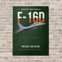 Thumbnail for F-16D Fighting Falcon Two Seats One Falcon vertical canvas print - no frame - dark green background