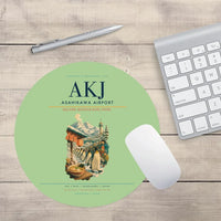 Thumbnail for Asahikawa Airport (AKJ) design on light green round mouse pad