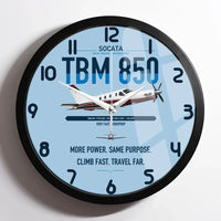 Thumbnail for Socata TBM 850 design on light blue framed wall clock