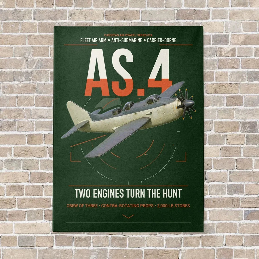 Fairey Gannet AS.4 vertical canvas print - no frame - dark green background